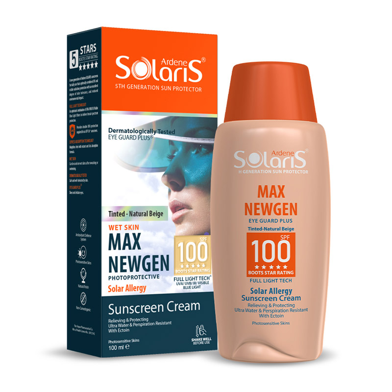 ضد آفتاب سولار آلرژی مکس نیوژن ( بژ طبیعی ) SPF100 ضد آفتاب رنگی پوست حساس سولاریس