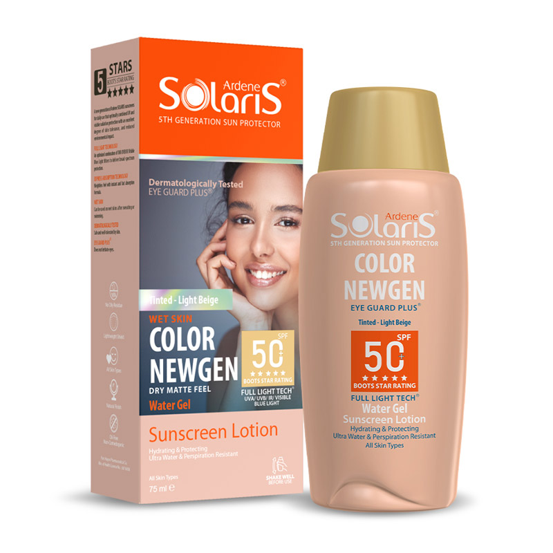 ضد آفتاب رنگی کالر نیوژن ( بژ روشن ) +SPF50 ضد آفتاب آبرسان و مرطوب کننده سولاریس